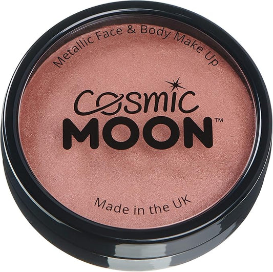 Metallic Pro Face & Body Paint Cake Pots by Cosmic Moon - Rose Gold - Professional Water Based Face Paint Makeup for Adults, Kids - 1.26oz