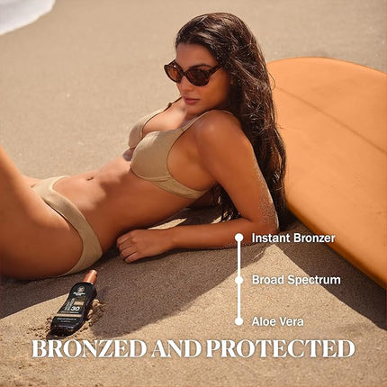 Australian Gold Spray Gel Sunscreen with Instant Bronzer SPF 30, 8 Ounce | Moisturize & Hydrate Skin | Broad Spectrum | Water Resistant | Non-Greasy | Oxybenzone Free | Cruelty Free (Pack of 4)