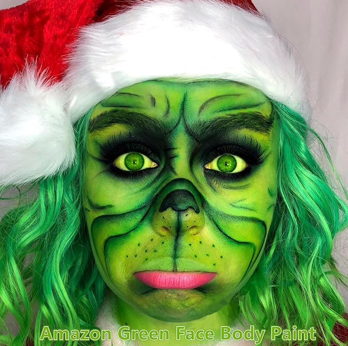 Go Ho Cream-Blendable Amazon Green Face Paint Stick (1.06 Oz),Full-coverage Amazon Green Body Paint for Adults Children Halloween Cosplay SFX Makeup,Waterproof Green Eye Black Stick