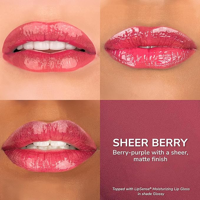 SeneGence LipSense Sheer Berry Liquid Lipstick and Glossy Clear Lip Gloss Duo – 18HR Wear, Hydrating, Waterproof, Transfer-Proof