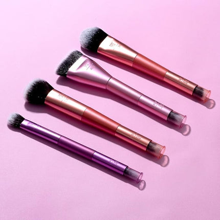 Real Techniques Cover & Conceal Dual Ended 2-in-1 Makeup Brush, For Flawless Foundation Coverage, Smooths and Conceals, Covers Blemishes and Imperfections, Flawless Results, Orange, 1 Count