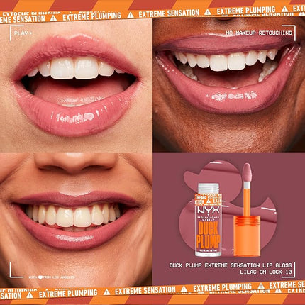 NYX PROFESSIONAL MAKEUP Duck Plump High Pigment Plumping Lip Gloss with Spicy Ginger, Vegan Lip Makeup - Lilac On Lock (Pinky Lilac)