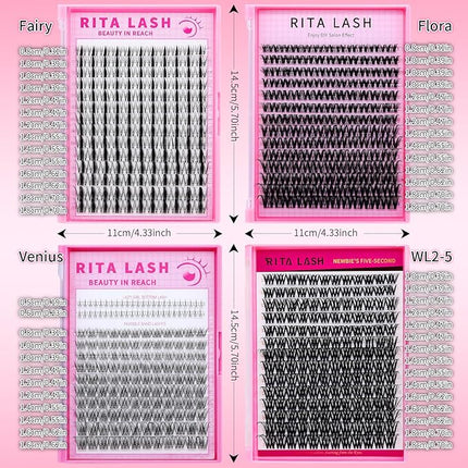 Fairy Lash Clusters Wispy Cluster Lashes DIY Wet-Look Spiky Clusters Eyelash Extensions Lash Extension False Eyelashes Natural Look Invisible Lash Band Individual Lashes (Fairy,8-18mm)