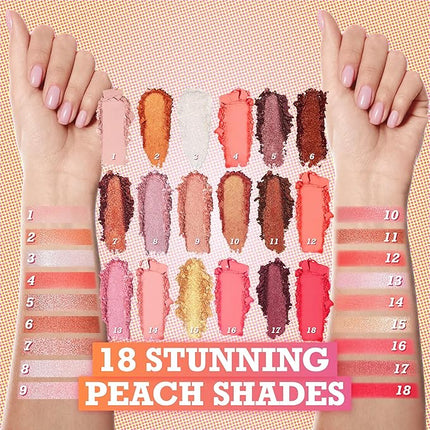 Tintark Peach Please 18 Colour Eyeshadow Palette for Beauty - Eyeshadow Cosmetics with Matte Metallic Sparkle Shimmer Pink & Highlighter Eye Makeup for Girls & Powder Eye Shadow Pallet