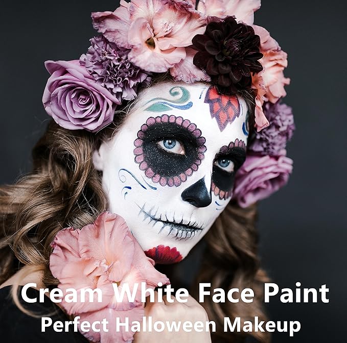 Go Ho Black and White Face Body Paint,Water Based Face Painting Kit Highly Pigmented,Smooth and Safe for Skin,Halloween Costumes Cosplay SFX Zombie Skeleton Clown Makeup