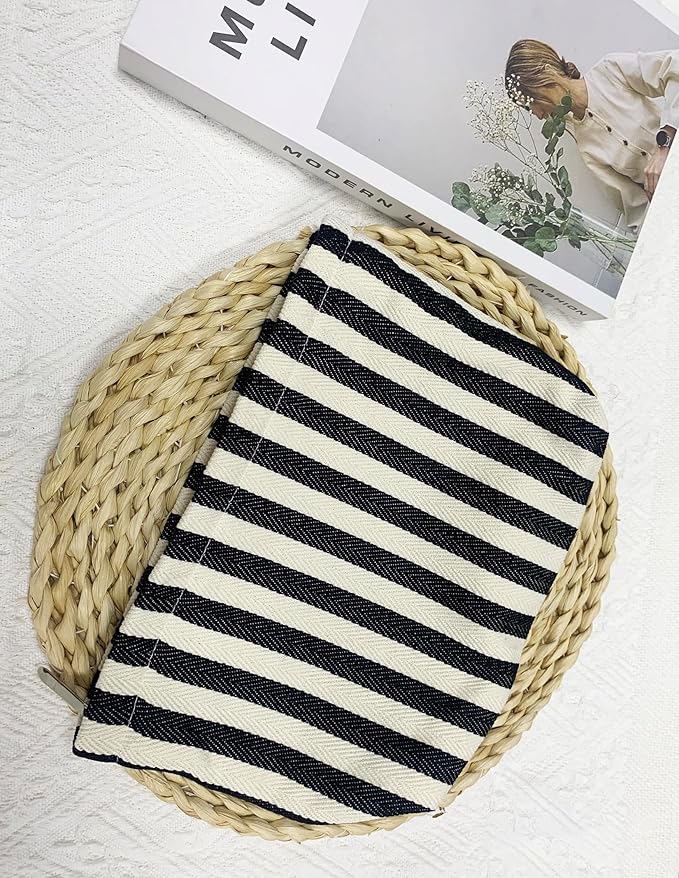 2 Pcs Makeup Bags, Large Cosmetic Bag Travel Toiletry Bag Organizer for Women, Embroidery Craft, Stripe Makeup Bag Small Cosmetic Pouch Purse with Zipper Gifts for Girls Teen