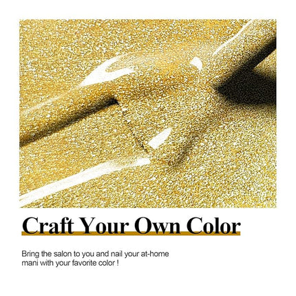 Imtiti Gold Yellow Gel Nail Polish, 1 Pcs 15ml Platinum Glitter Color Soak Off LED Long-Lasting Nail Gel Polish Nail Art Starter Manicure Salon DIY at Home, 0.5 Fluid Ounces