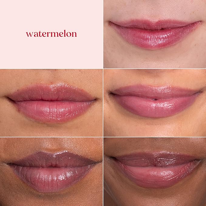 Burt’s Bees Lip Shimmer Watermelon; Warm, Luminescent Color; High Impact, Instant Moisture; with Shea and Cocoa Butters; 100% Natural Origin; 4 Tube, 0.09 Oz. (Packaging May Vary)