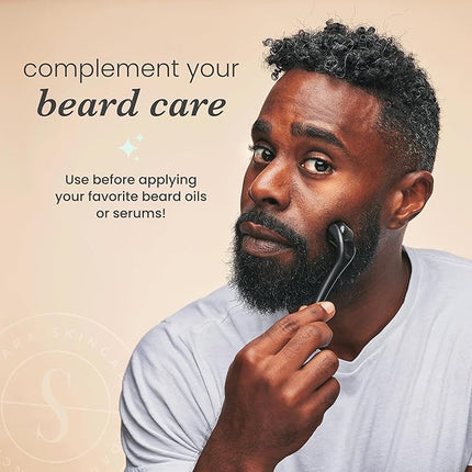 Roller for Face, Beard, Hair - Skincare for Men and Women (Shiny Black)