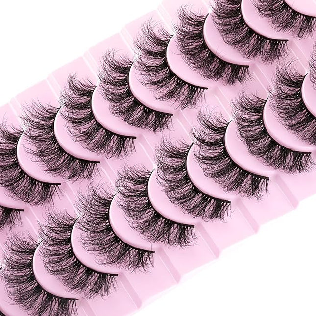 wiwoseo Lashes Natural Look Eyelashes Natural Lashes 3D Thick Volume D Curl Wispy Eyelashes that Look Like Extensions Fake Eyelashes 10 Pairs Pack