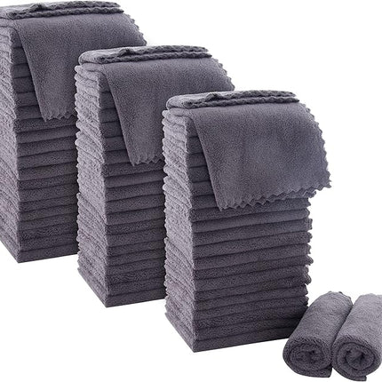 MOONQUEEN Ultra Soft Premium Washcloths Set - 12 x 12 inches - 72 Pack - Quick Drying - Highly Absorbent Coral Velvet Bathroom Wash Clothes (Grey)