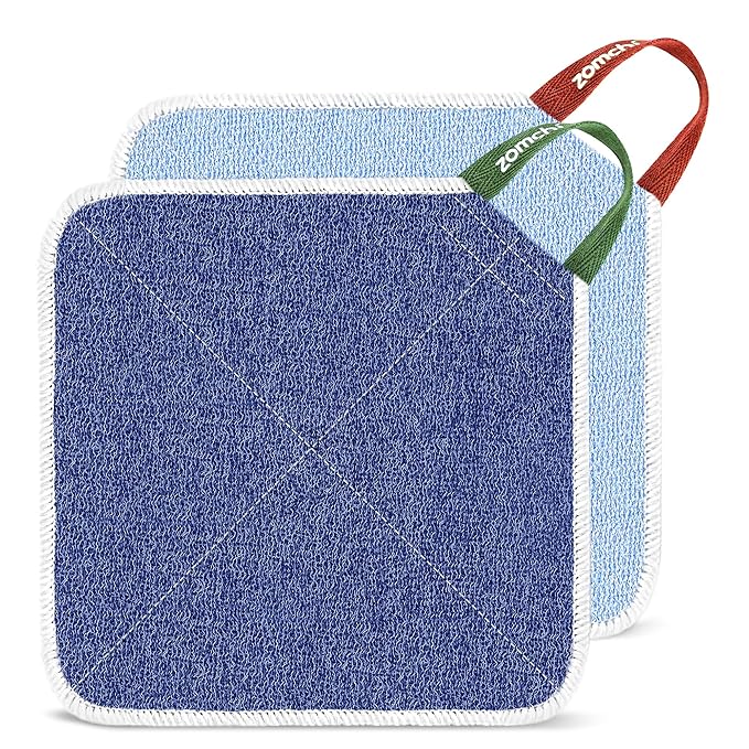 ZOMCHI Exfoliating Wash Cloths for Face and Body, Dual Sided Scrub Bath Cloth, Shower Wash Cloth for Men and Women, 2 Count (Rough and Gentle)