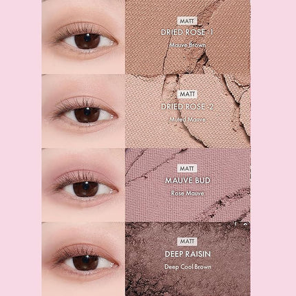 Amuse SEOUL Eye Color Palette 02 COOL ROSE | rose tones | Soft shading, makeup variety of textures, sensuous, vibrant layering, cruelty-free, eco-friendly, vegan, korean