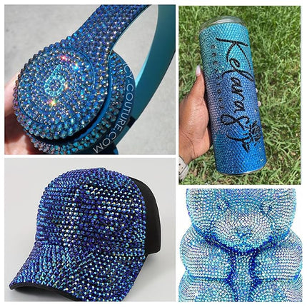 1440Pcs Blue Zircon Crystal Rhinestones,Glass Flatback Rhinestones Gemstones for Nail Face Makeup Art Crafts Clothes Decoration -(SS20,4.8mm,Blue Zircon)