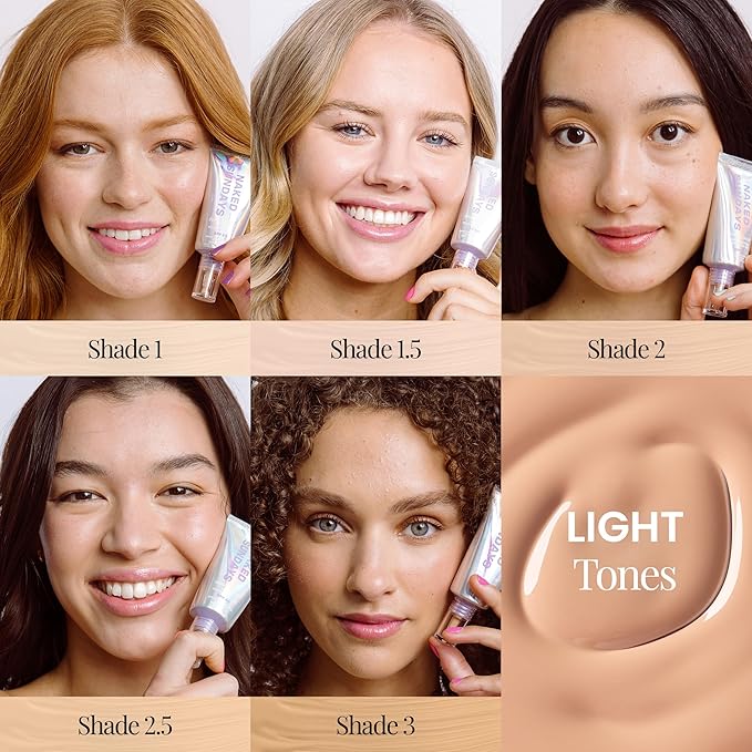 Naked Sundays BeautyScreen™ SPF 50 Mineral Peptide Foundation Tint – 2-in-1 Skin Tint & Mineral Sunscreen | Radiant, Buildable Coverage, Acne-Safe, Infused with Peptides (1.5 Fair Cool, 1.01 Oz)