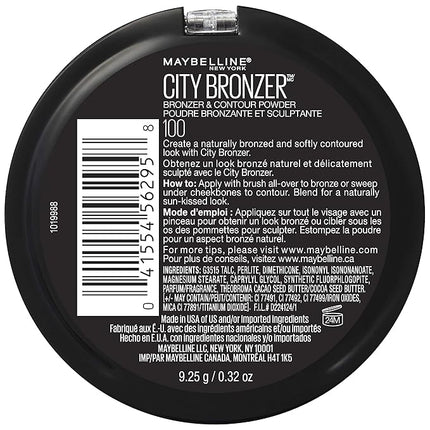 Maybelline New York City Bronzer Powder Makeup, Bronzer and Contour Powder, 100, 0.32 oz.