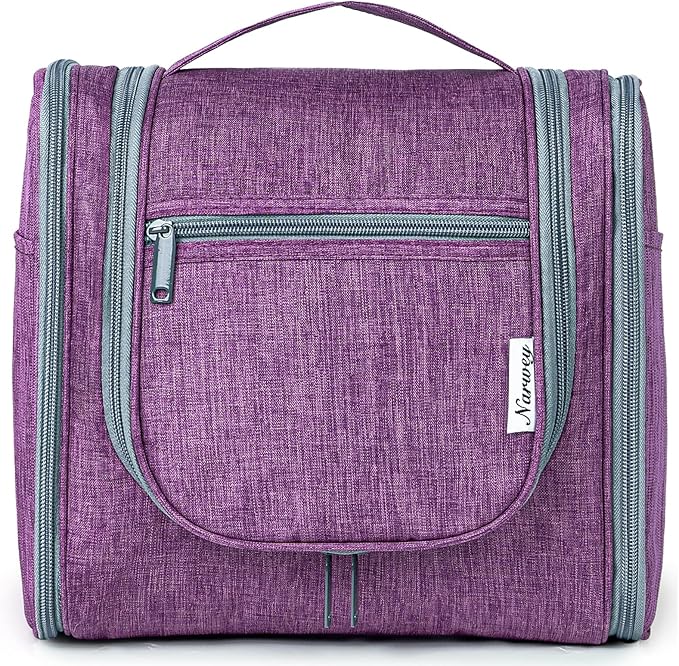 Hanging Toiletry Bag for Women Travel Makeup Bag Organizer Toiletries Bag for Cosmetics Essentials Accessories (Large, Dark Purple)