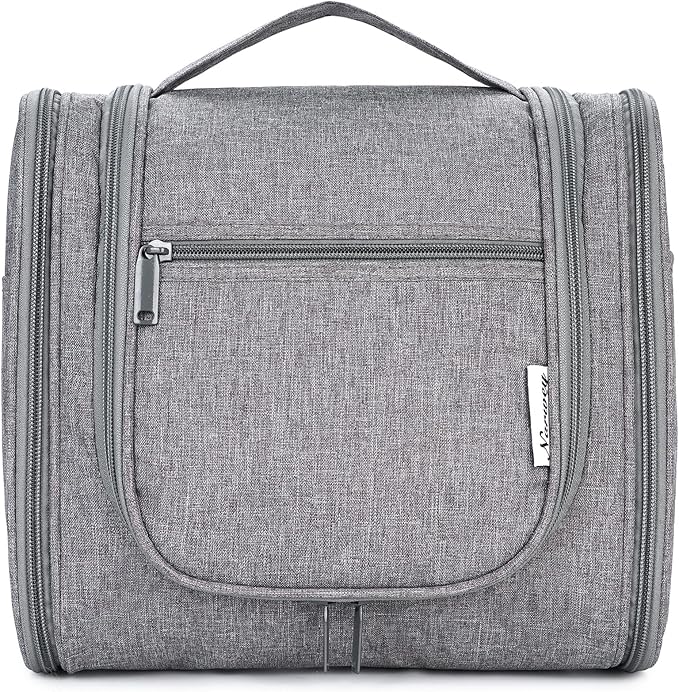 Narwey Hanging Toiletry Bag for Women Travel Makeup Bag Organizer Toiletries Bag Men for Cosmetics Essentials Accessories (Large, Grey)