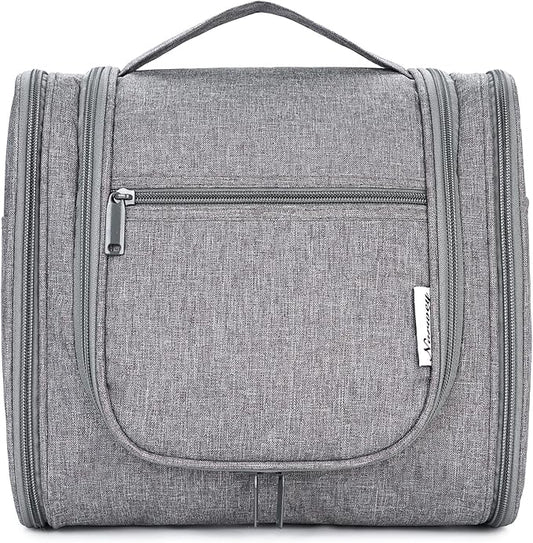 Narwey Hanging Toiletry Bag for Women Travel Makeup Bag Organizer Toiletries Bag Men for Cosmetics Essentials Accessories (Large, Grey)