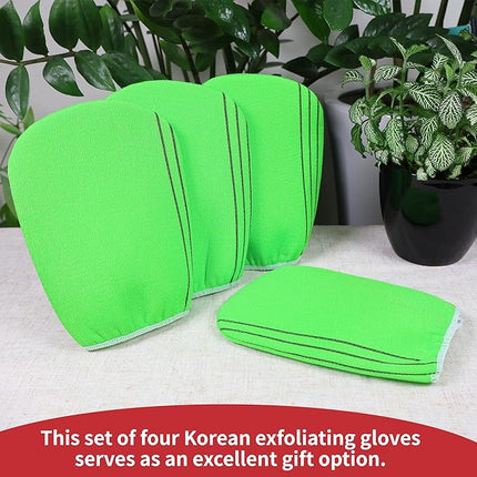 Korean Asian Exfoliating Bath Washcloths Mitt Scrub for Body washcloth Glove Premium Viscose Rayon Towel Korea Made(4 pcs of Glove Exfoliating Mitts)