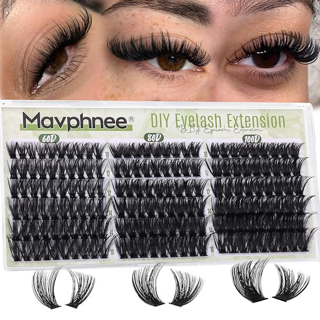 Volume Lash Clusters 60D 80D 100D Cluster Eyelash Extensions D Curve Individual Lashes Extensions 10-16MM Natural Cluster Lashes Wispy Eyelash Clusters Thick DIY Lash Pack by Mavphnee