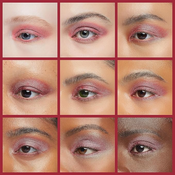 Rose Red Eyeshadow Stick 2 in 1 Eye Makeup Cream Glitter Shimmer Smooth Matte Palette Single Primer Eyeshadow Pencil, Hypoallergenic Waterproof Long Lasting Eye Shadow Stick