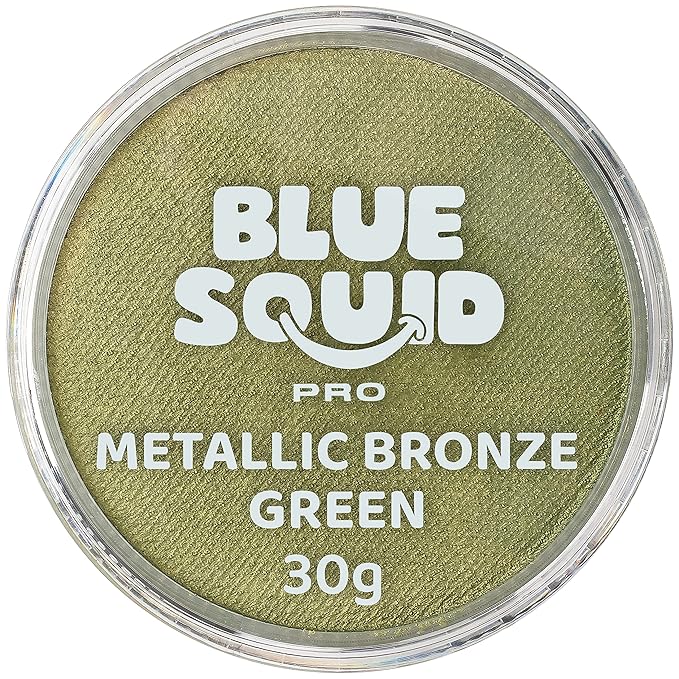 Blue Squid Face Paint Water Based Single Cake Professional Face Paint & Body Paint - Water Activated, Kids Adults Face Painting for Costume, Halloween Makeup, Cosplay - Metallic Bronze Face Paint 30g