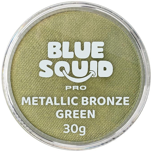 Blue Squid Face Paint Water Based Single Cake Professional Face Paint & Body Paint - Water Activated, Kids Adults Face Painting for Costume, Halloween Makeup, Cosplay - Metallic Bronze Face Paint 30g