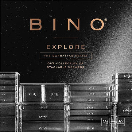 BINO THE MANHATTAN SERIES Acrylic Makeup Drawer Organizer-3 Large 2 Small Drawer | Clear Beauty Organizers and Storage| Cosmetic & Makeup Organizer | Home Organization| Jewelry & Vanity Accessories