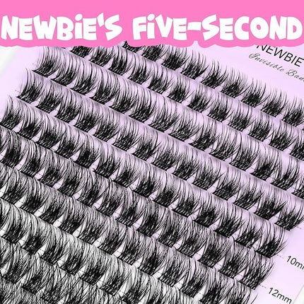 VEYESBEAUTY Lash Clusters Kit Individual Eyelash Extensions Thin & Invisible Band DIY False Eyelashes Newbie's Five-Second Series Wispy Lash Tray, Dreamy KIT with Bond&Seal Remover Applicator