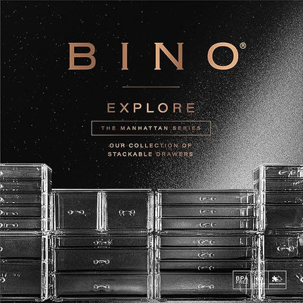 BINO THE MANHATTAN SERIES Acrylic Makeup Drawer Organizer- 4 Drawers | Clear Beauty Organizers and Storage| Cosmetic & Drawer| Home Organization| Jewelry Vanity Accessories