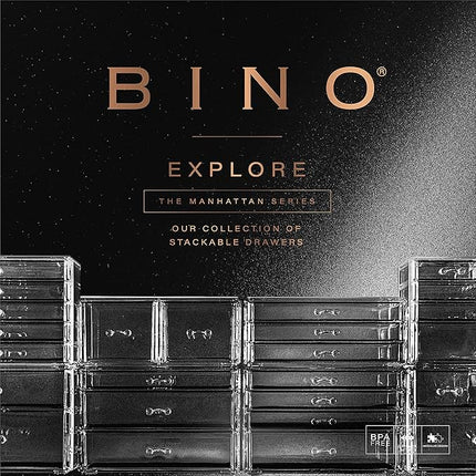 BINO THE MANHATTAN SERIES Acrylic Makeup Drawer Organizer- 2 Drawer Short | Clear Beauty Organizers and Storage| Cosmetic & Makeup Drawer| Home Organization| Jewelry & Vanity Accessories Drawers