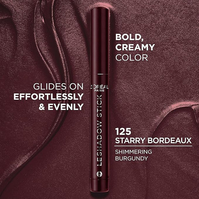 L'Oreal Paris Makeup Le Shadow Stick Eyeshadow, Blendable, Smudge-Resistant, Smokey Cream Eyeshadow, 125 Starry Bordeaux