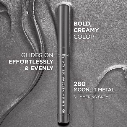 L'Oreal Paris Makeup Le Shadow Stick Eyeshadow, Blendable, Smudge-Resistant, Smokey Cream Eyeshadow, 280 Moonlit Metal