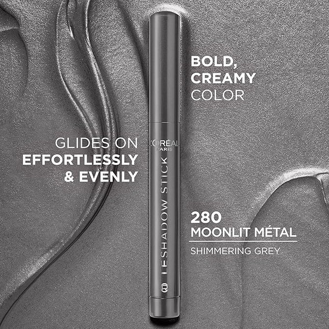 L'Oreal Paris Makeup Le Shadow Stick Eyeshadow, Blendable, Smudge-Resistant, Smokey Cream Eyeshadow, 280 Moonlit Metal