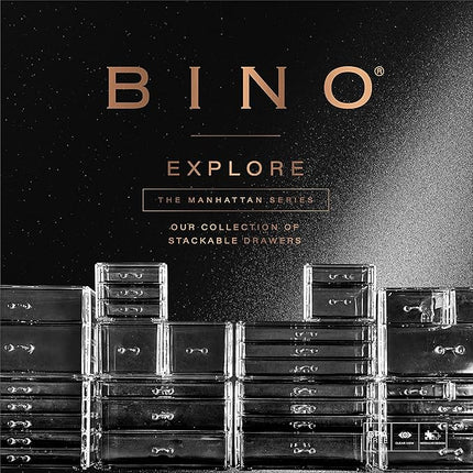 BINO THE MANHATTAN SERIES Acrylic Makeup Drawer Organizer- 2 Drawer Small | Clear Beauty Organizers and Storage| Cosmetic & Makeup Drawer| Home Organization| Jewelry & Vanity Accessories Drawer