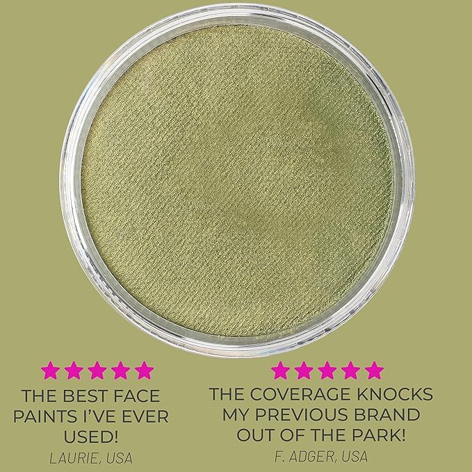 Blue Squid Face Paint Water Based Single Cake Professional Face Paint & Body Paint - Water Activated, Kids Adults Face Painting for Costume, Halloween Makeup, Cosplay - Metallic Bronze Face Paint 30g