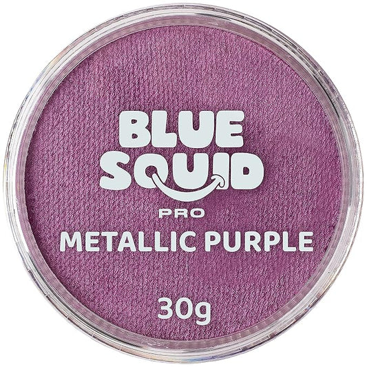 Blue Squid PRO Face Paint - Professional Water Based Single Cake Facepaint & Body Paints - SFX Makeup, Kids Adults Face Painting for Costume, Halloween, Cosplay - Metallic Purple 30g / 1oz